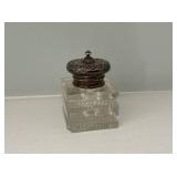 Glass and metal inkwell Glass and metal inkwell