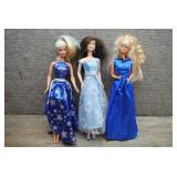 Mattel Barbie Doll Lot of 3 - Blue Dresses