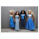 Mattel Barbie Doll Lot of 4 - Blue Outfits