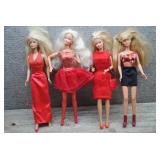 Mattel Barbie Doll Lot of 4 - Red Outfits