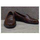 Vintage Romano Brown Woven Leather Flats