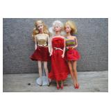 Mattel Barbie Doll Lot of 3 - Red Outfits