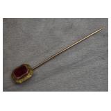 14K Gold w/Red Pink Stone Stick pin