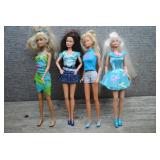 Mattel Barbie Doll Lot of 4 - Blue Outfits