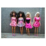 Mattel Barbie Doll Lot of 4 - Pink Dress Outfits