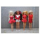 Mattel Barbie Doll Lot of 4 - Red Outfits