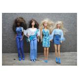 Mattel Barbie Doll Lot of 4 - Blue Outfits