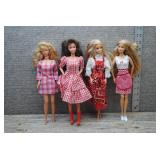 Mattel Barbie Doll Lot of 4 - Red Outfits