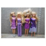 Mattel Barbie Doll Lot of 4 - Purple Dress Outfits