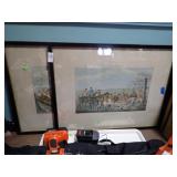 2 FOX HUNTING LITHO PRINTS 30x23