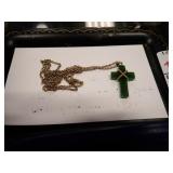 BAKELITE CROSS W/ 12K GF CHAIN