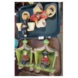 2 TRAYS ORIENTAL CHALKWARE FIGURES