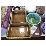 FENTON BOWL + 2 PYREX DISHES