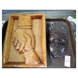 CARVED WOODEN HANDS + DECORATIVE FACE