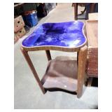 DECO BLUE MIRROR TOPPED STAND 26'