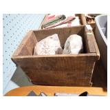 WOODEN BOX W/ ASSTD SEASHELLS
