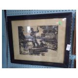 SIGNED INK ROWBOATER SCENE 23x19
