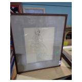 SIGNED DRAWING OF WOMAN 18x21