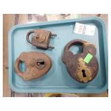 3 EARLY VINTAGE PADLOCKS