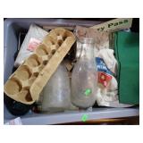DAIRY BOTTLES, INSULATORS, MISC