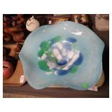 HANDMADE CZECH ART GLASS BOWL 18'