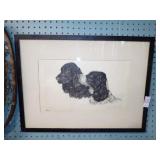 SIGNED COCKER SPANIELS PRINT 23x17