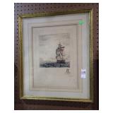 SIGNED ETCHING OF SHIP 18x21