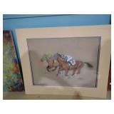GE COOK HORSE RACING PASTEL 30x25