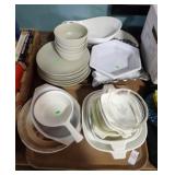 2 TRAYS PYREX & CHINA
