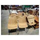 8 WOVEN SEAT METAL LEG CHAIRS