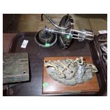 MILITARY STATUE, DISPENSER, VINTAGE LOCK