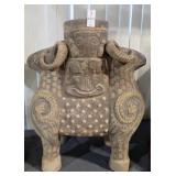 TERRA COTTA DOUBLE RAM HEAD VASE 21'