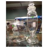 2 LIDDED GLASS JARS