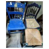 2 CHAIRS + WOVEN STOOL