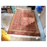 RED AND ORANGE ORIENTAL RUG  84 X 55