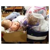 2 BOXES DOLLS & DOLL CLOTHING