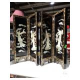 MINIATURE 4-PANEL ORIENTAL SCREEN W/ M-O-P FIGURES