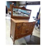 ANTIQUE OAK SIDEBOARD W/ MIRROR 42x58