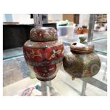 2 SMALL LIDDED ORIENTAL JARS