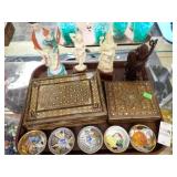 ORIENTAL FIGURES, BOXES, BOWLS