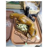 2 CERAMIC PANTHER LAMPS