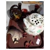 LIDDED URN, HUMMEL, ART GLASS