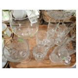 ETCHED GLASS GUPS & VASE