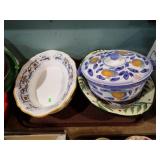 CERAMIC BOWLS, PLATTER, CASSEROLE