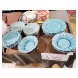 2 TRAYS BLUE STONEWARE