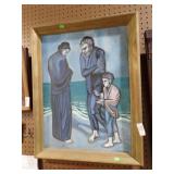 LAMBDIN O/B MEN BY SEA 21x27