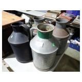 4 EARLY METAL DAIRY PITCHERS