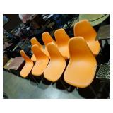 8 ORANGE PREFORM DECO CHAIRS