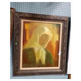 SIGNED LADY W/KERCHIEF  29 X 33