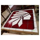NATIVE AMERICAN STAINED GLASS PANEL 36'